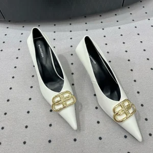 HEELED PUMPS 65 MM IN WHITE SMOOTH LAMBSKIN GOLD HARDWARE