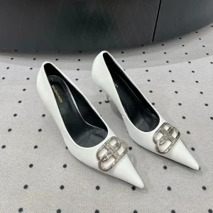 HEELED PUMPS 65 MM IN WHITE GLOSSY CALFSKIN SILVER HARDWARE