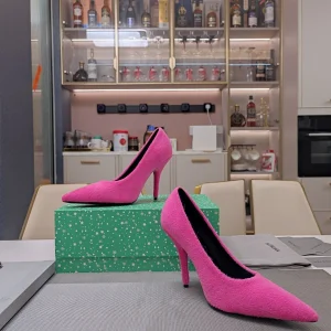 HIGH HEEL PUMPS 90MM IN PINK WOOL