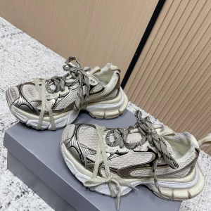 Balenciaga Sneaker Mesh Lace-up Cream Gray Fabric 534182