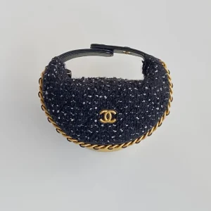 CC Mini Crescent Carry-on Bag 13 Dark Blue Wool Tweed