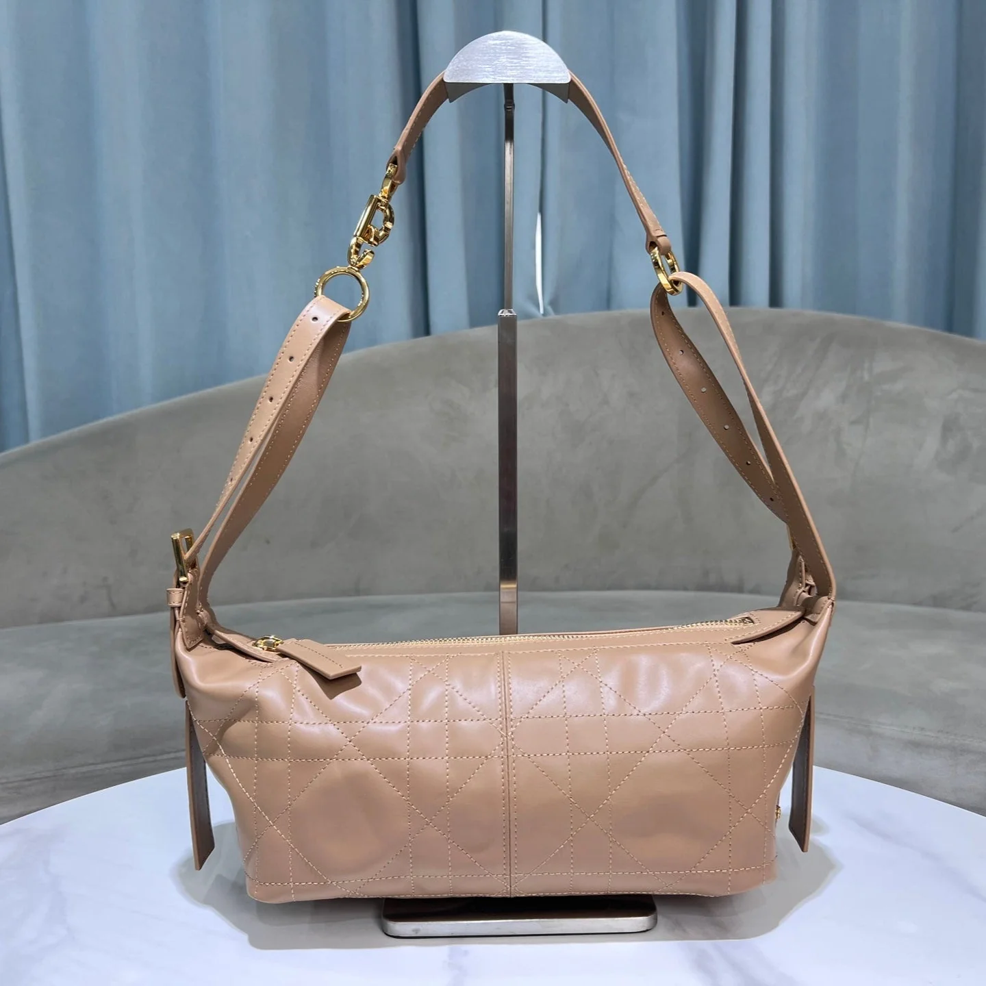 CD  Hobo Bag 23 With Chain Nude Pink-Beige Calfskin