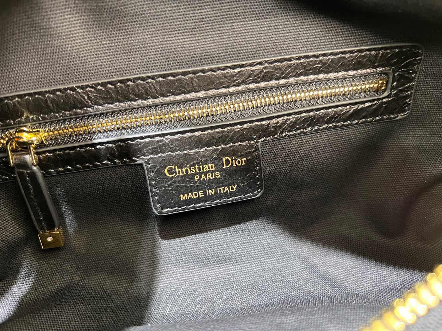 CD  Hobo Bag 23 With Chain Black Wrinkled Calfskin - Image 8