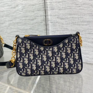 CD Hobo Avenue Bag 21 Dark Blue Black Leather Cotton