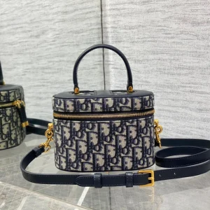 CD Signature Vanity Blue Calf Leather Cotton