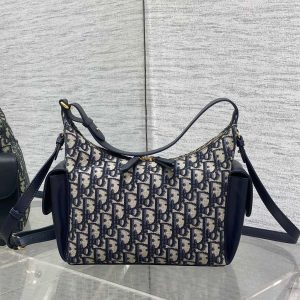 CD Medium Dream Bag 24 Blue Oblique Jacquard and Calfskin