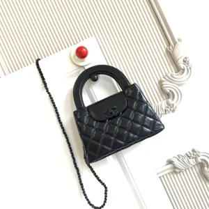 cc 24a nano 19cm kelly shopper bag lambskin black hardware