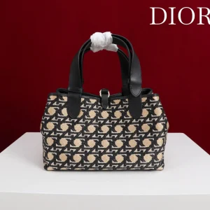 CD Toujours Small Bag 23 Diamond Black Beige Leather  280283