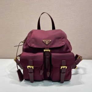 PRA backpack 28 burgundy nylon fabric gold hardware