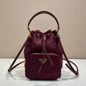 PRA bucket bag 23 burgundy nylon fabric 280826