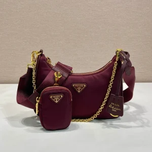 PRA Hobo Underarm Bag burgundy nylon fabric