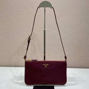 PRA vintage long shoulder bag burgundy nylon fabric