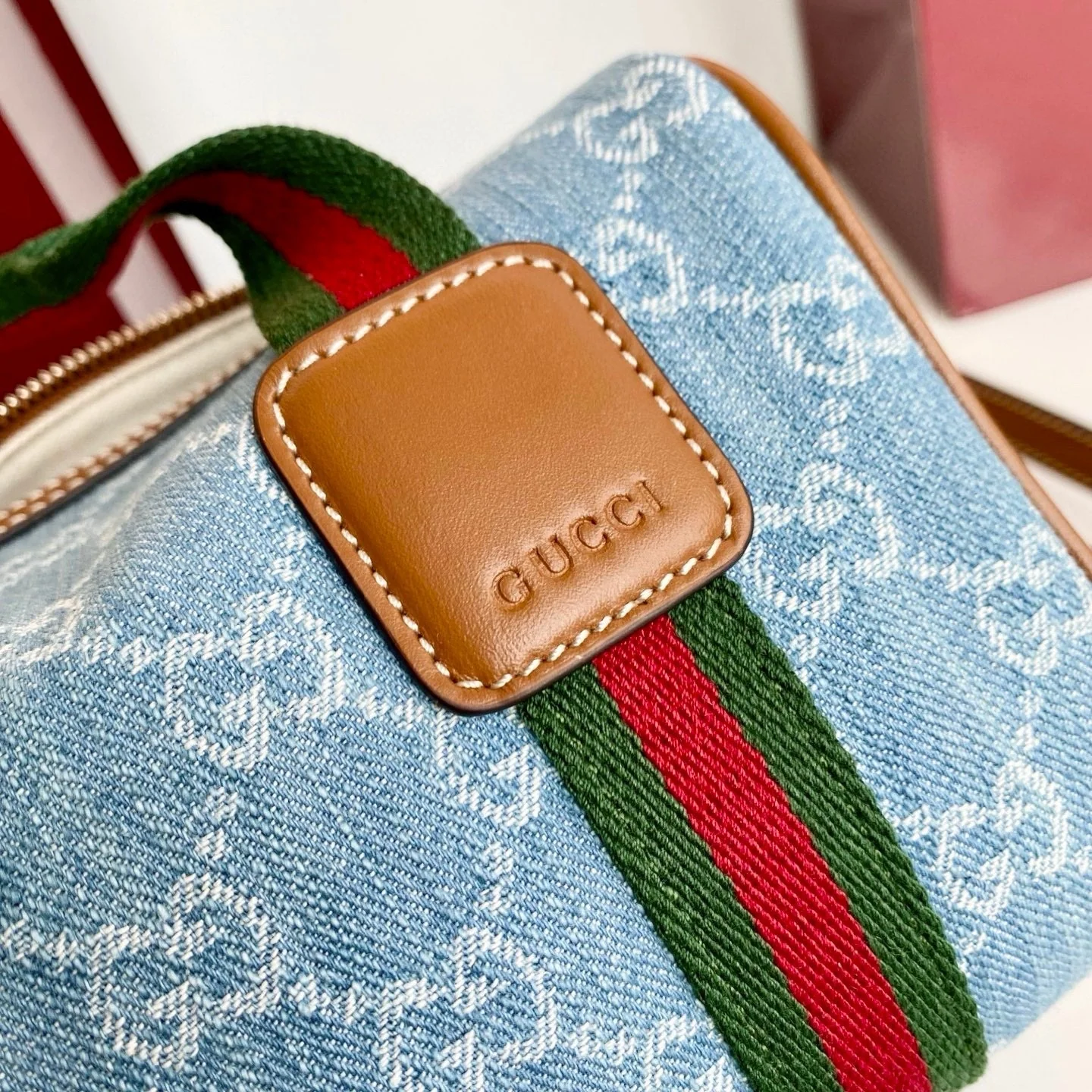 Gucci 25 GG Handbag Blue Denim Leather 286709 - Image 6