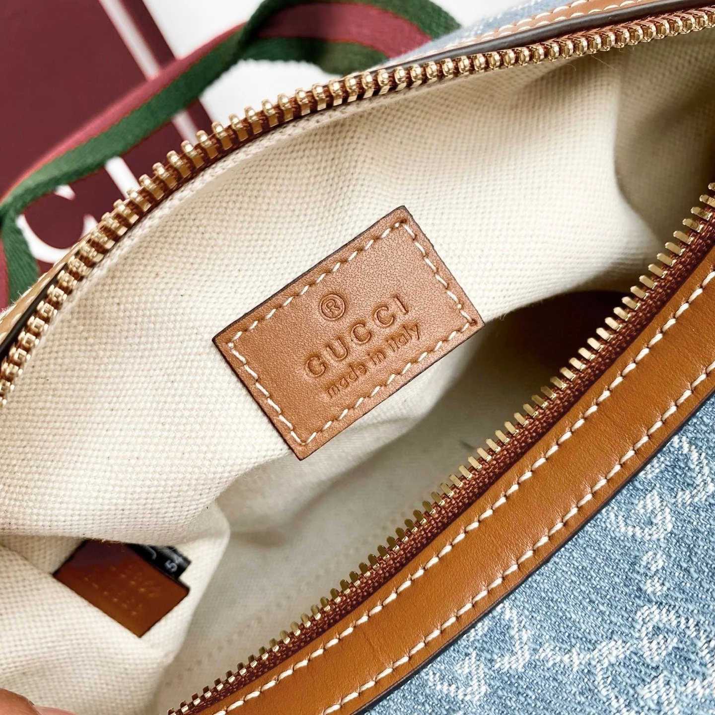 Gucci 25 GG Handbag Blue Denim Leather 286709 - Image 7