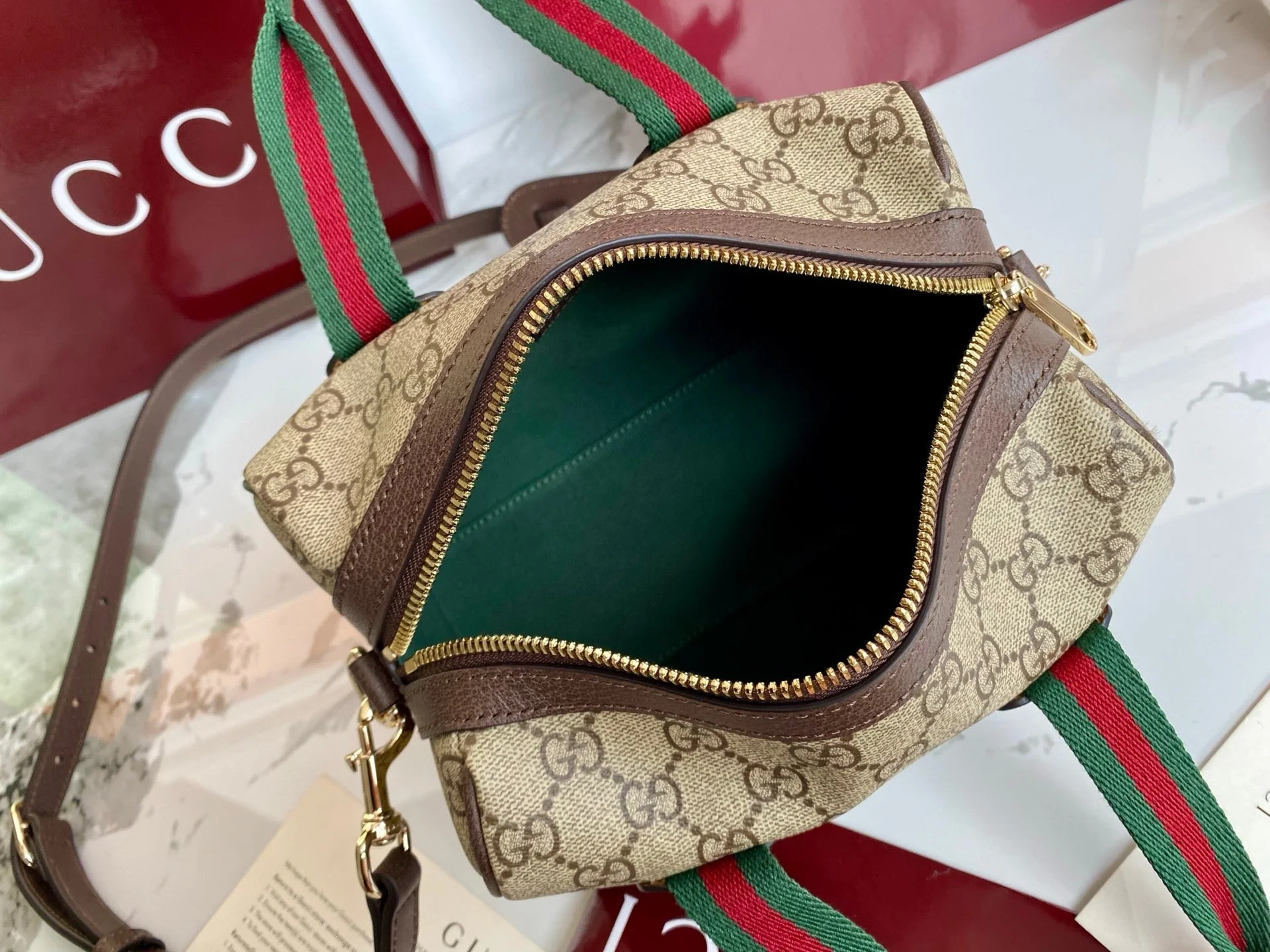 Gucci 25 GG Handbag Beige mix Dark Brown Canvas Leather 286711 - Image 6