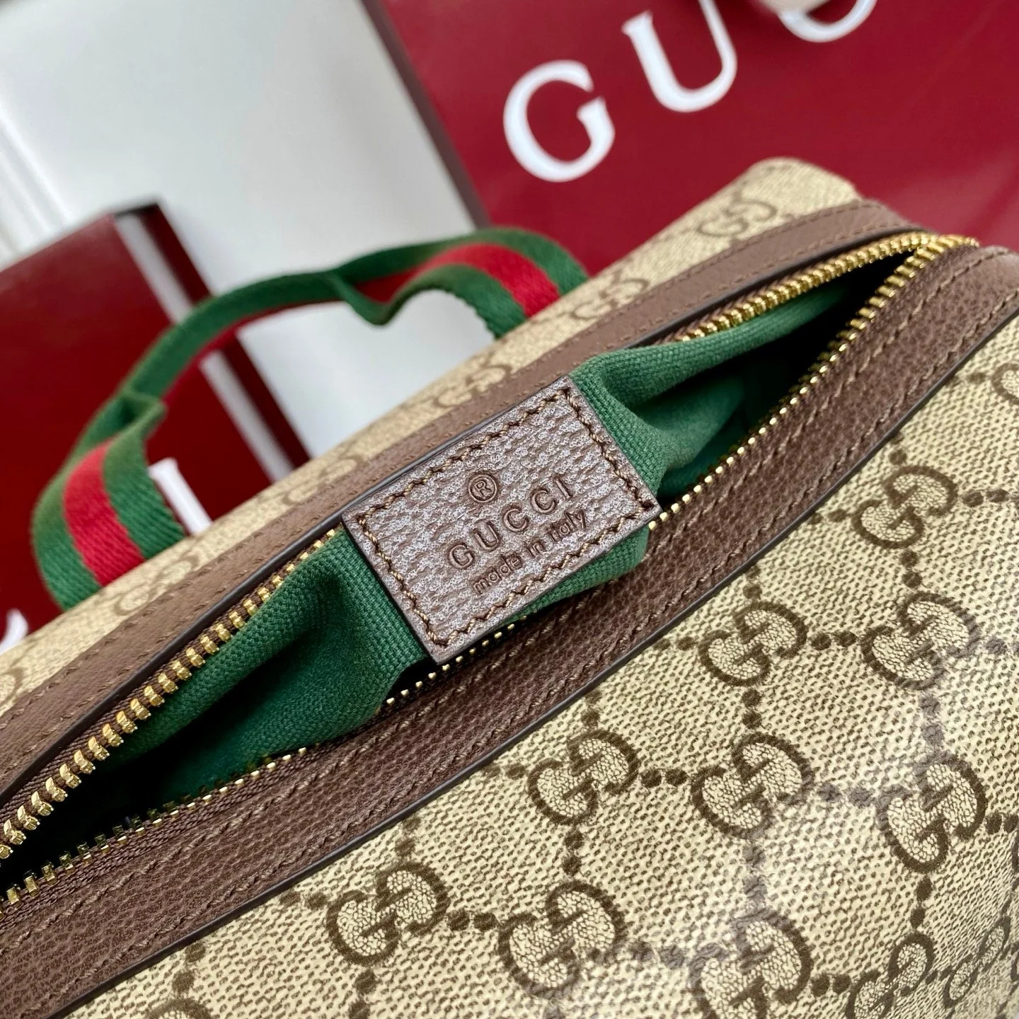 Gucci 25 GG Handbag Beige mix Dark Brown Canvas Leather 286711 - Image 3