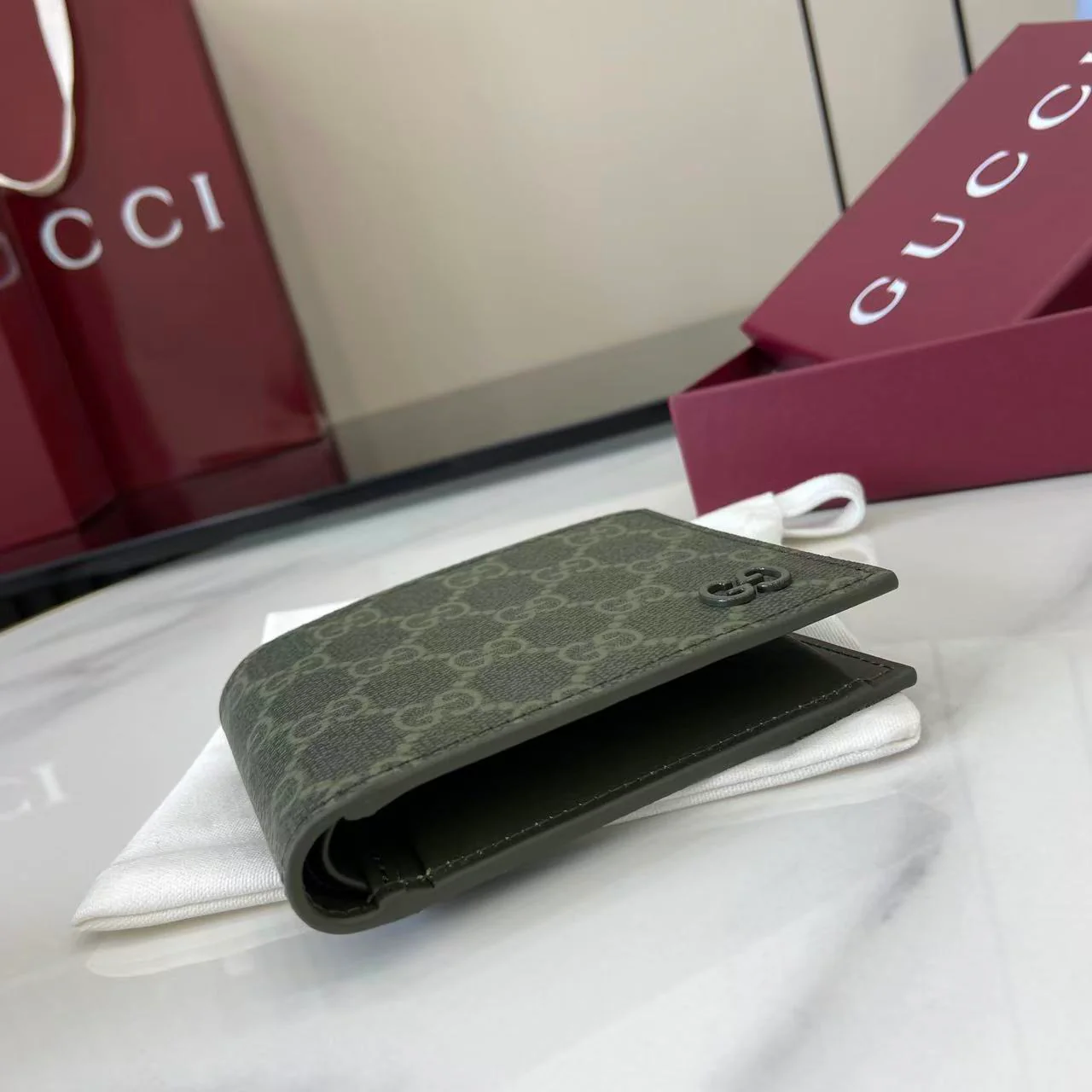 Gucci 25 GG Monogram Bifold Wallet Forest Green Leather 288792 - Image 3