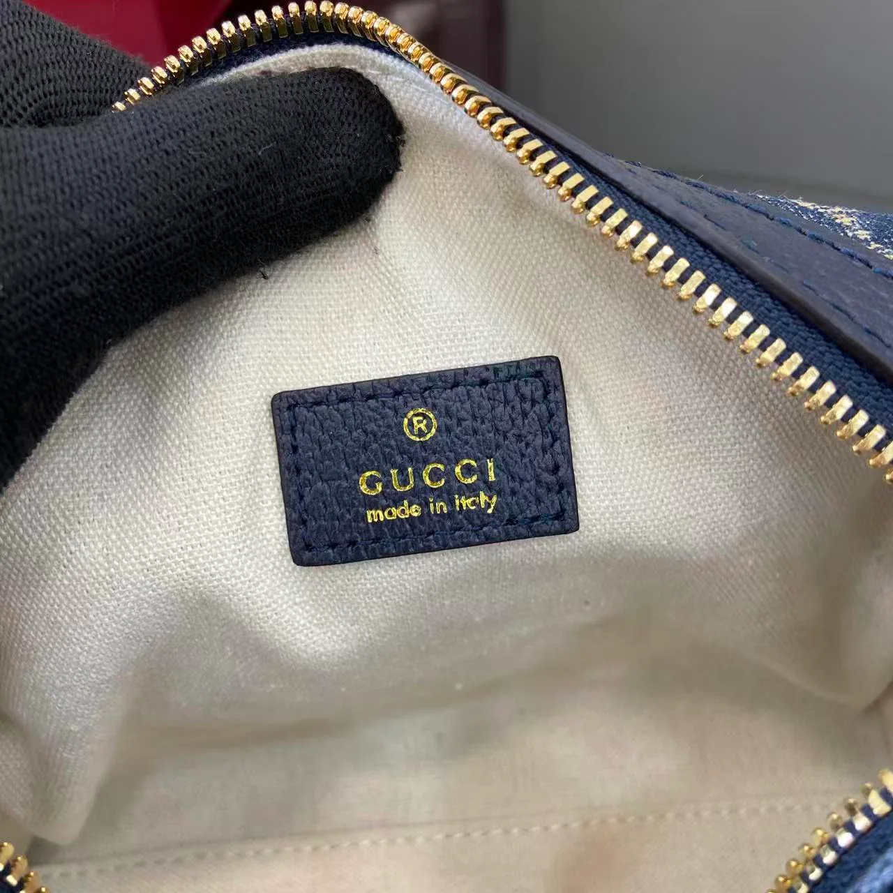 Gucci 25 GG Handbag Navy Blue Denim Leather 288801 - Image 7