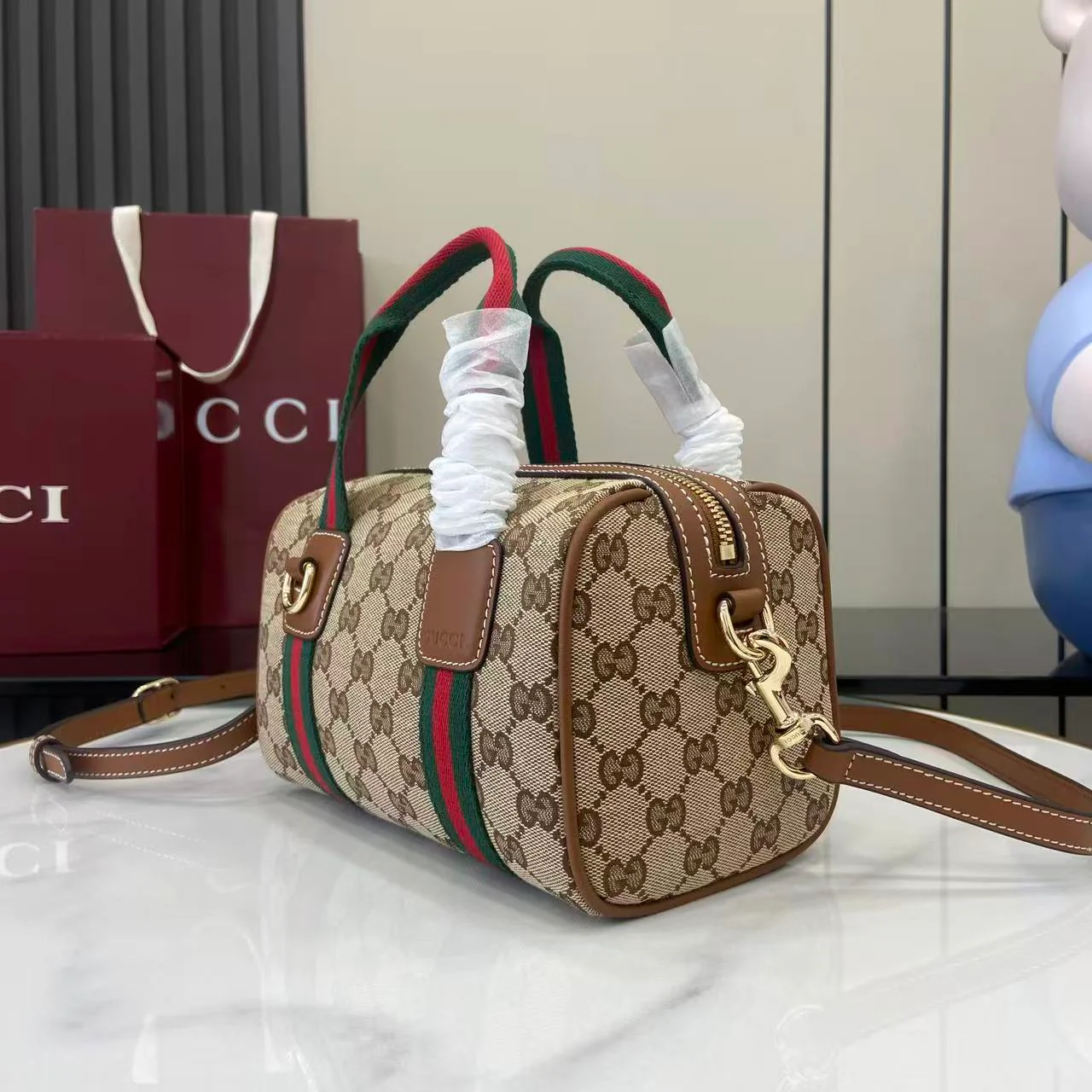 Gucci 25 GG Handbag Beige mix Brown Canvas Leather 288802 - Image 6