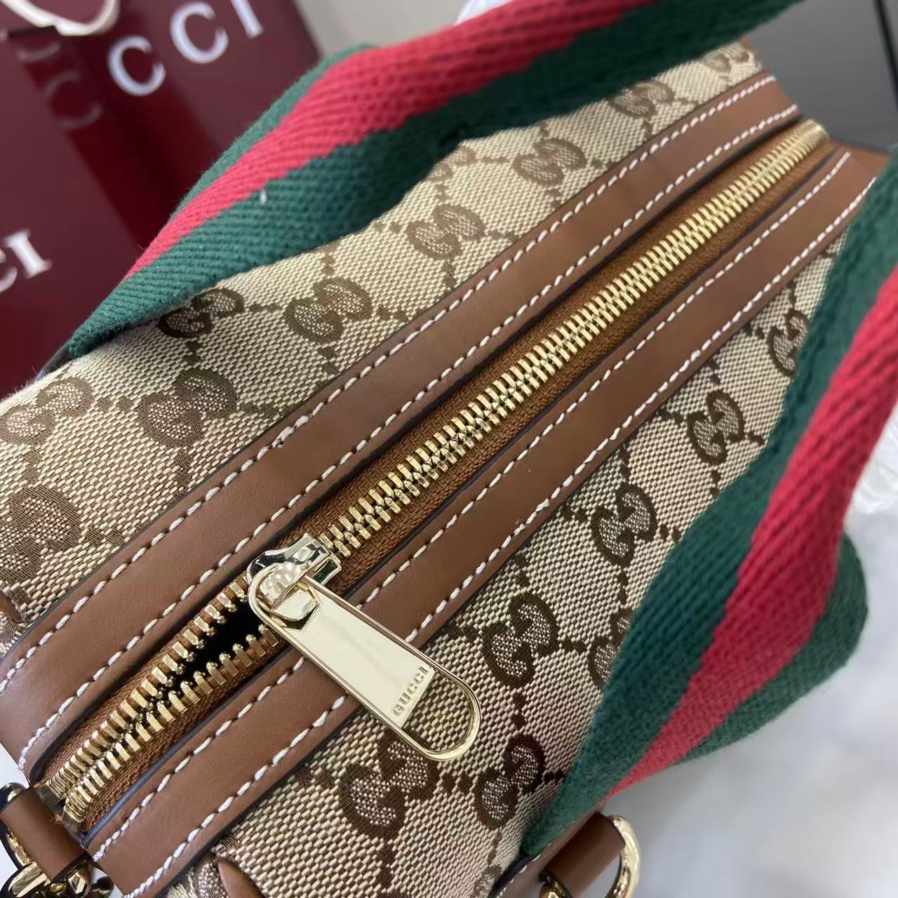 Gucci 25 GG Handbag Beige mix Brown Canvas Leather 288802 - Image 7