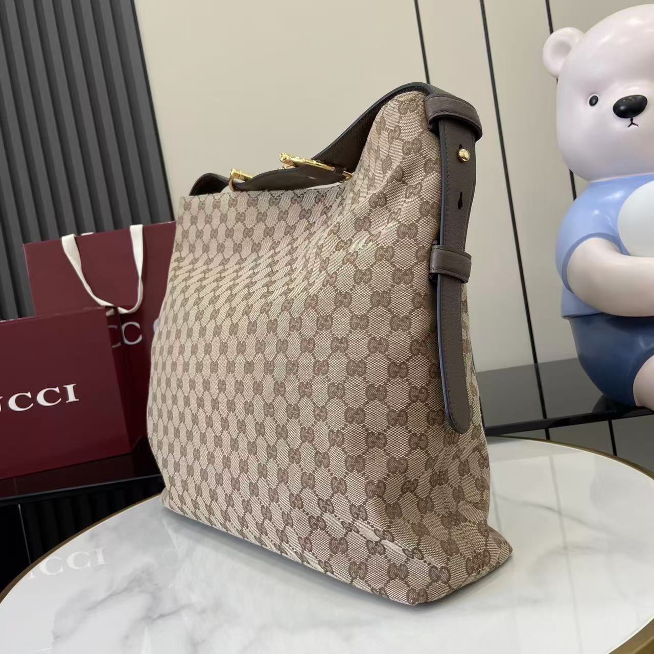 Gucci 25 Beatrix 40cm Handbag Beige mix Dark Brown Canvas Leather 292317 - Image 7