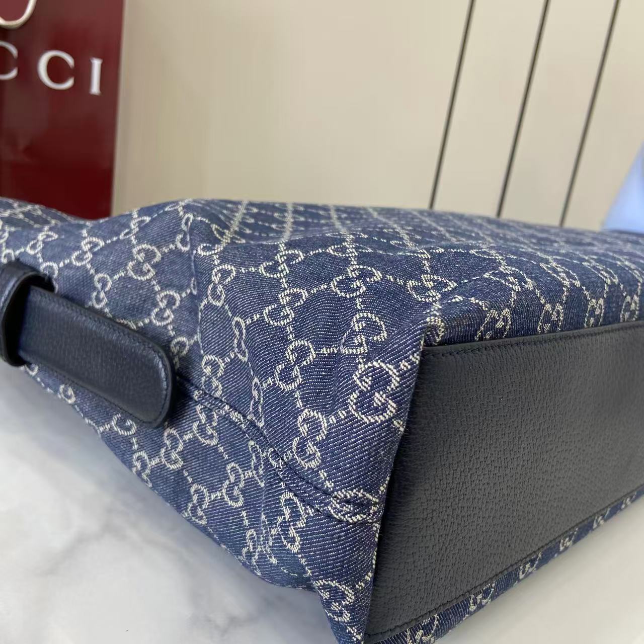 Gucci 25 Beatrix 40cm Handbag Navy Blue Denim Leather 292318 - Image 7
