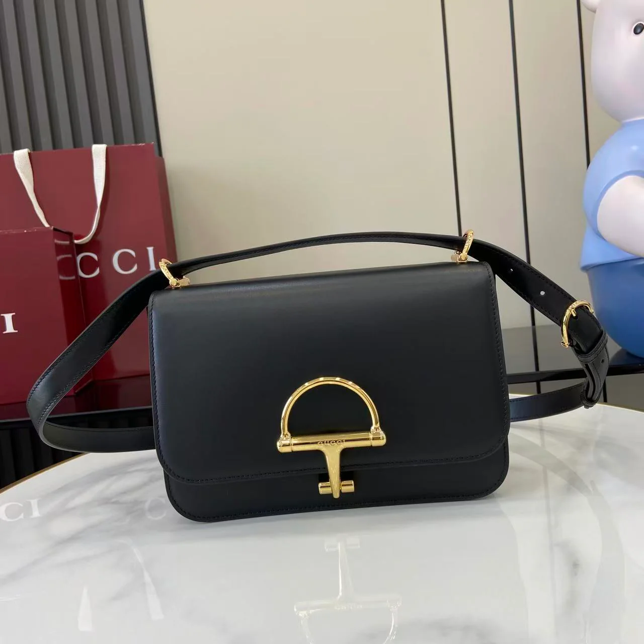 Gucci 25 Siena Bag Black Gold Leather 292363