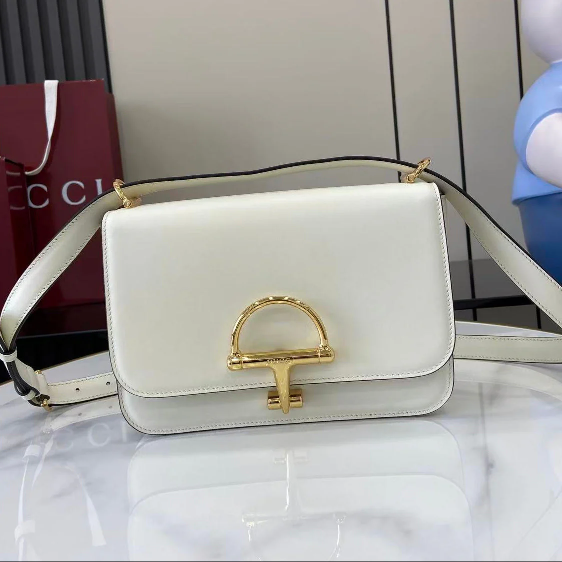 Gucci 25 Siena Bag White Gold Leather 292364