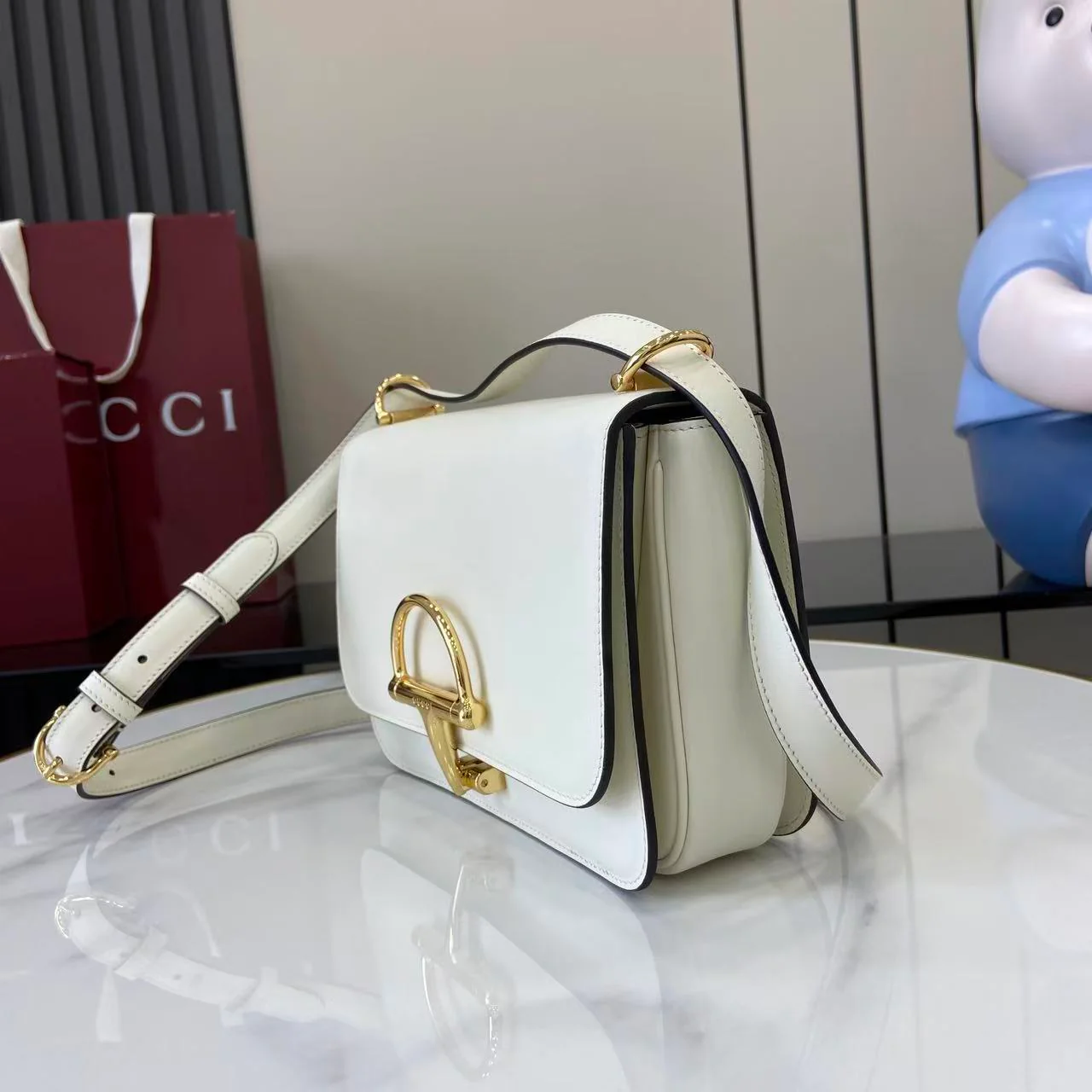 Gucci 25 Siena Bag White Gold Leather 292364 - Image 6