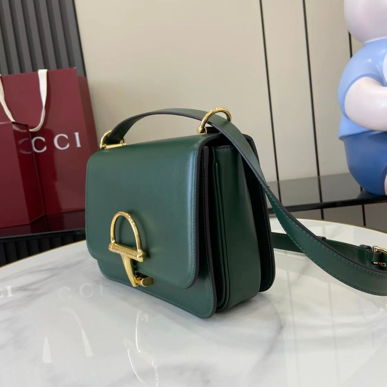 Gucci 25 Siena Bag Green Gold Leather 292365 - Image 7