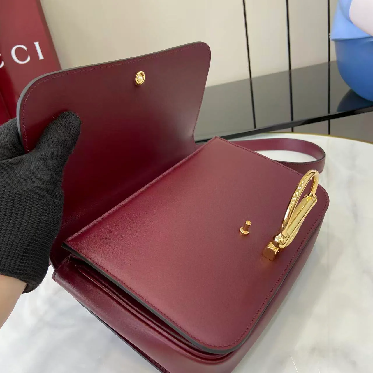 Gucci 25 Siena Bag Anchor Red Gold Leather 292366 - Image 3