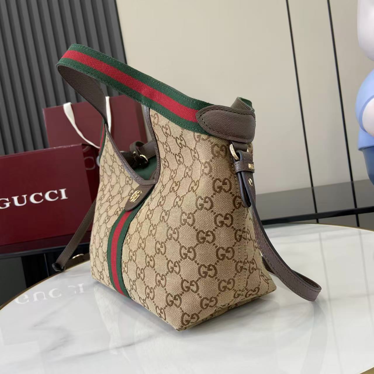 Gucci 25 Giglio 25cm Bag Beige Canvas Leather 292388 - Image 10