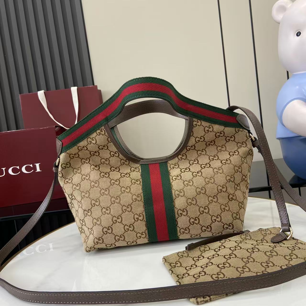 Gucci 25 Giglio 25cm Bag Beige Canvas Leather 292388 - Image 9