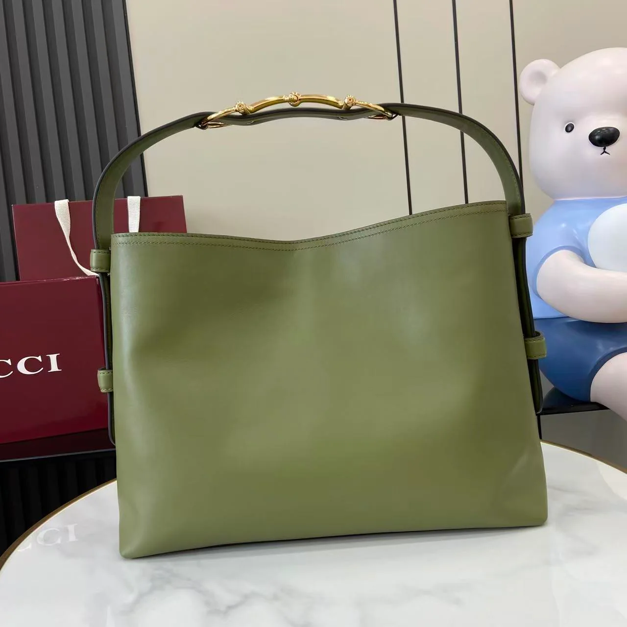 Gucci 25 Beatrix Handbag Green Smooth Cowhide 292565 - Image 9
