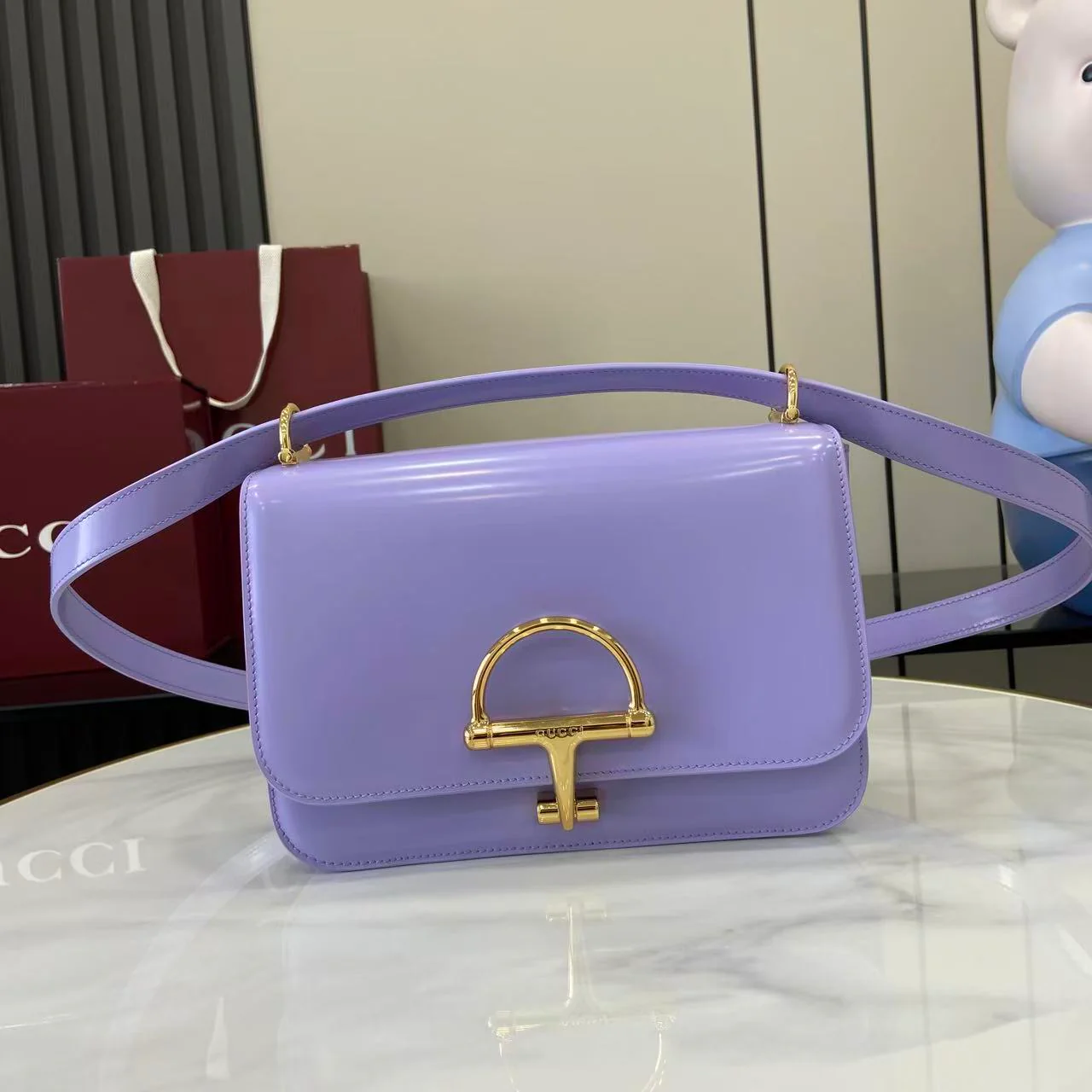 Gucci 25 Siena Bag Light Purple Gold Leather 292571