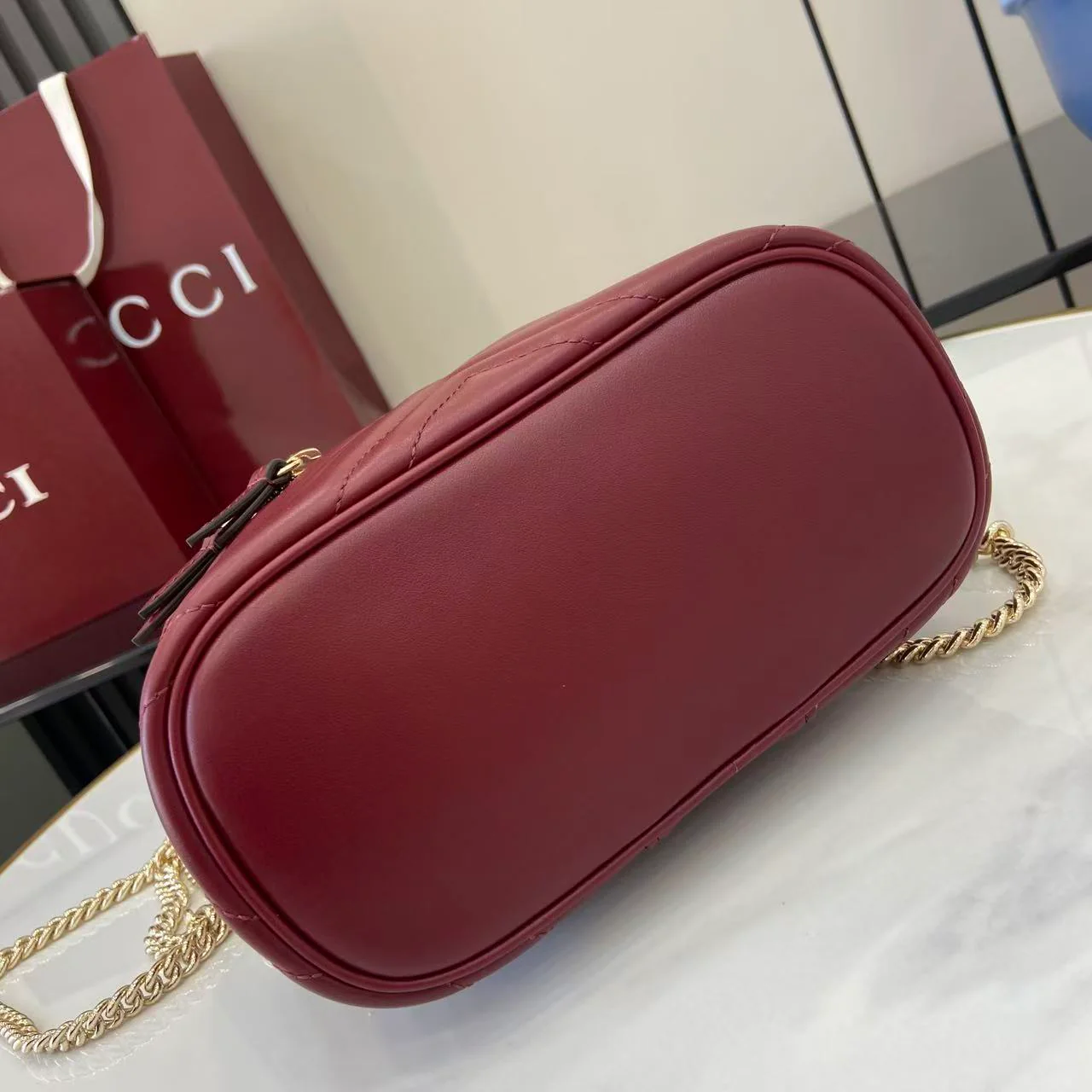 Gucci 25 Marmont Vanity Bag Rosso Ancora Red Cowhide 294900 - Image 7
