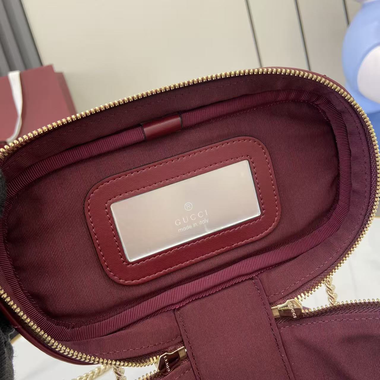 Gucci 25 Marmont Vanity Bag Rosso Ancora Red Cowhide 294900 - Image 8