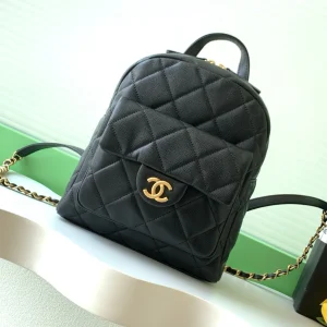 Chanel 25K Backpack Black Gold Lambskin 295192