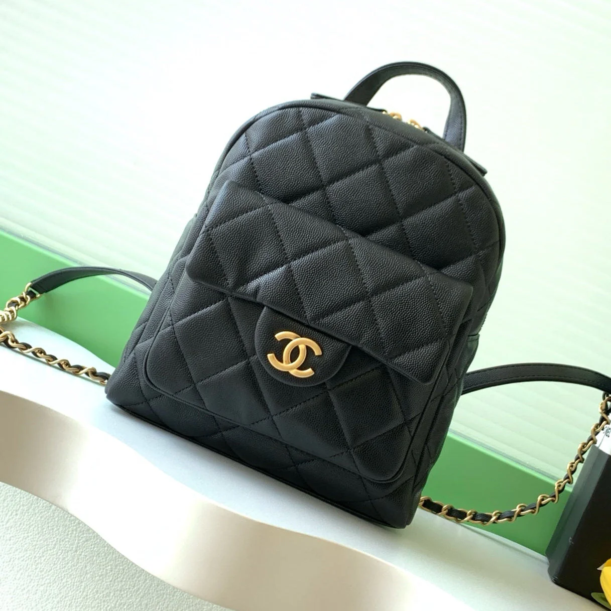 Chanel 25K Backpack Black Gold Lambskin 295192