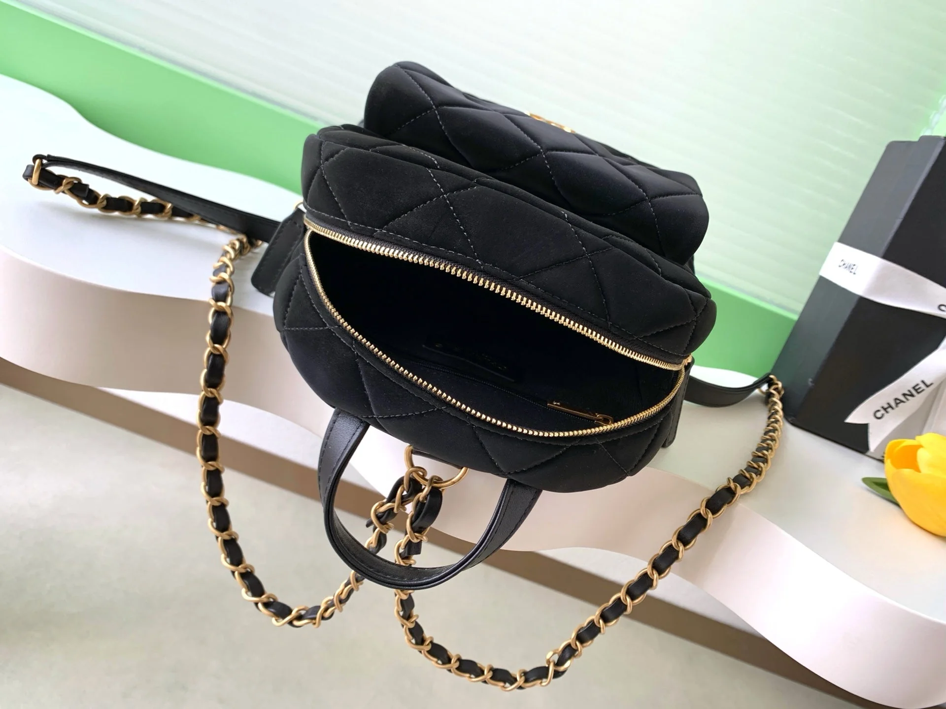 Chanel 25K Backpack Black Gold Suede 295191 - Image 8