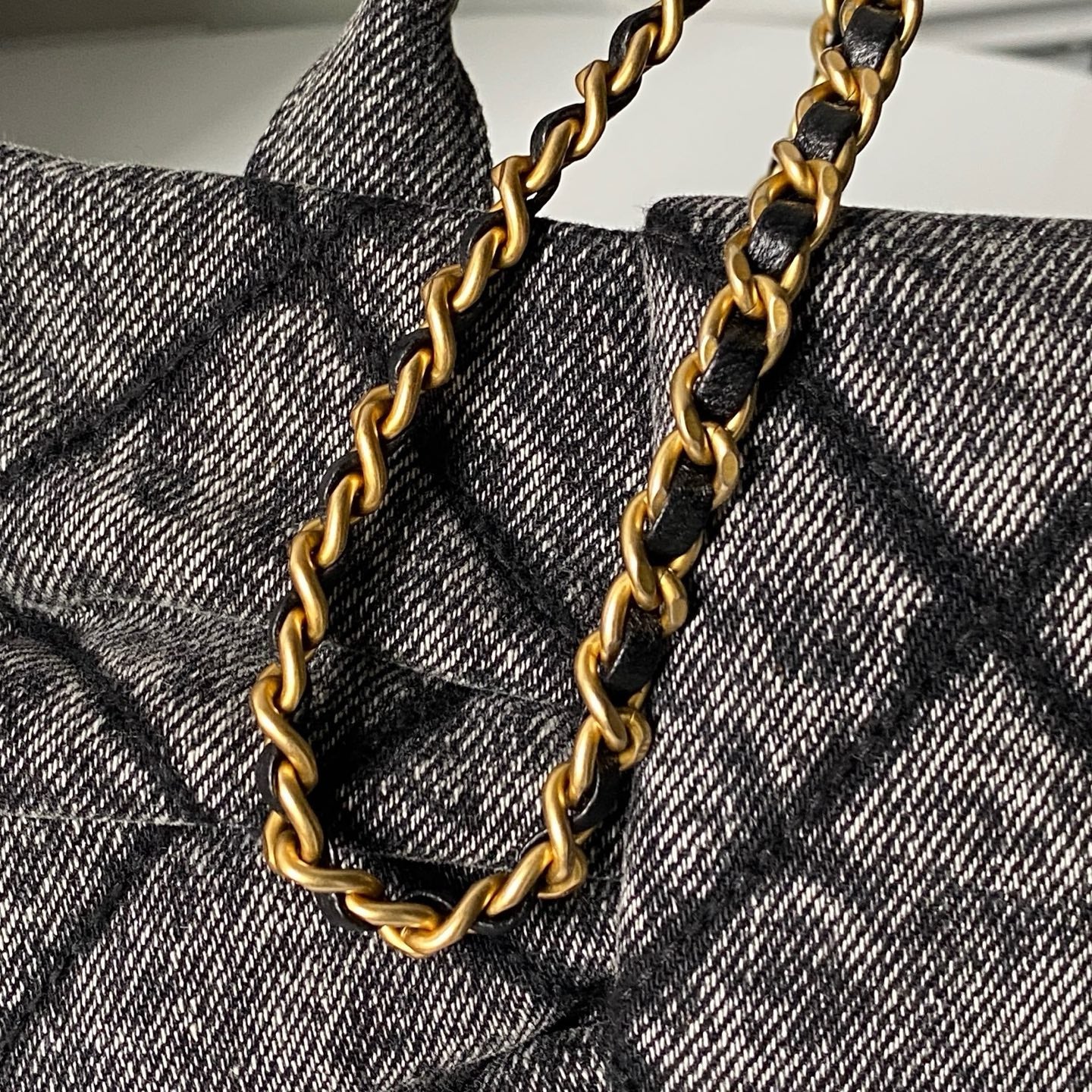 Chanel 25K Bow Bag Dark Gray Gold Denim Leather 295188 - Image 9