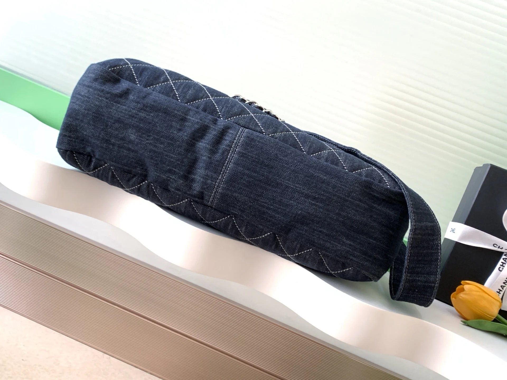 Chanel 25 Bag Navy Blue 40cm Denim Fabric 289495 - Image 7