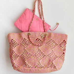 CC 2025 Beach Tote 52 Pink Raffia