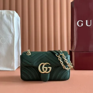 Gucci Marmont Bag 22 Dark Green Lambskin Gold Hardware 271792