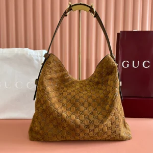 Gucci Beatrix Handbag 40 Caramel Brown Suede 271962