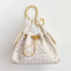 CC 25 hobo bag 30 ivory white pink tweed