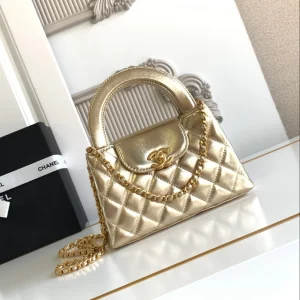 cc 24a nano 19cm kelly shopper bag metallic gold lambskin