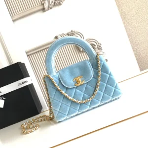 cc 24a nano 19cm kelly shopper bag light blue velvet