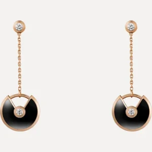 AMULETTE DROP EARRINGS ONYX PINK GOLD