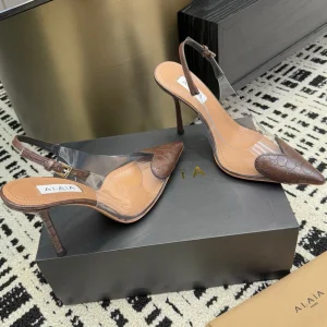 Alaia High Heels Slingbacks Brown Sheepskin 299840